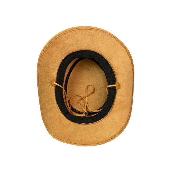 Dream Apparel Men's Camel Crackle-Finish Premium Leather Western Cowboy Hat