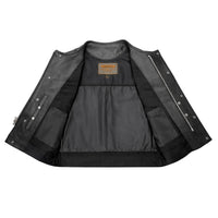Unik Just for Bikers Black Diamond Leather Motorcycle Vest Diamond Stitch