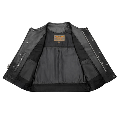 Unik Just for Bikers Black Diamond Leather Motorcycle Vest Diamond Stitch