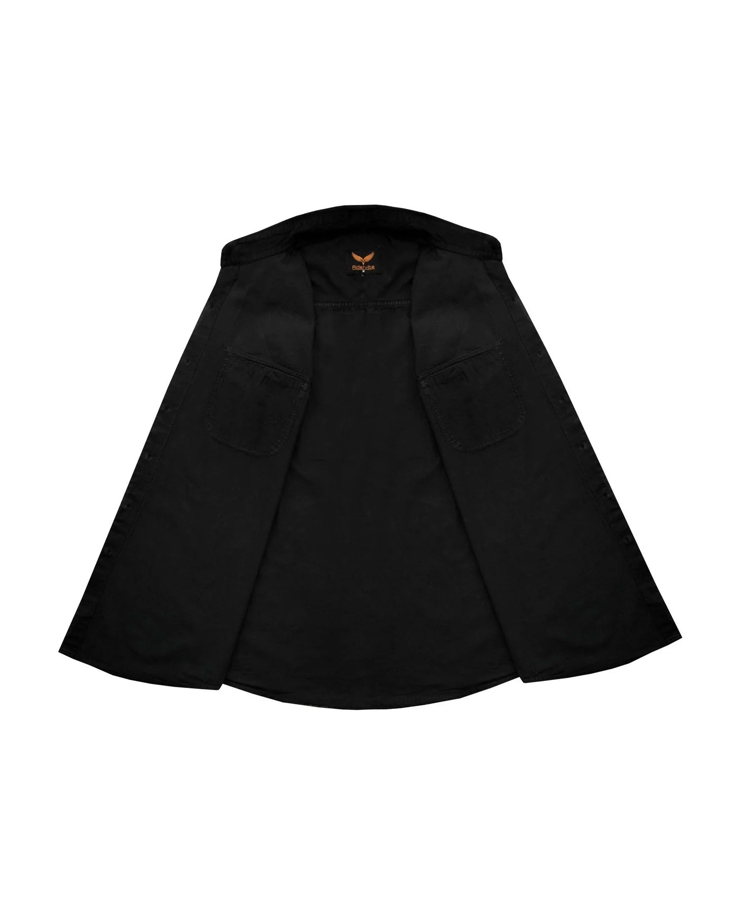 Mens Biker Cut off Cotton Shirt Solid Black