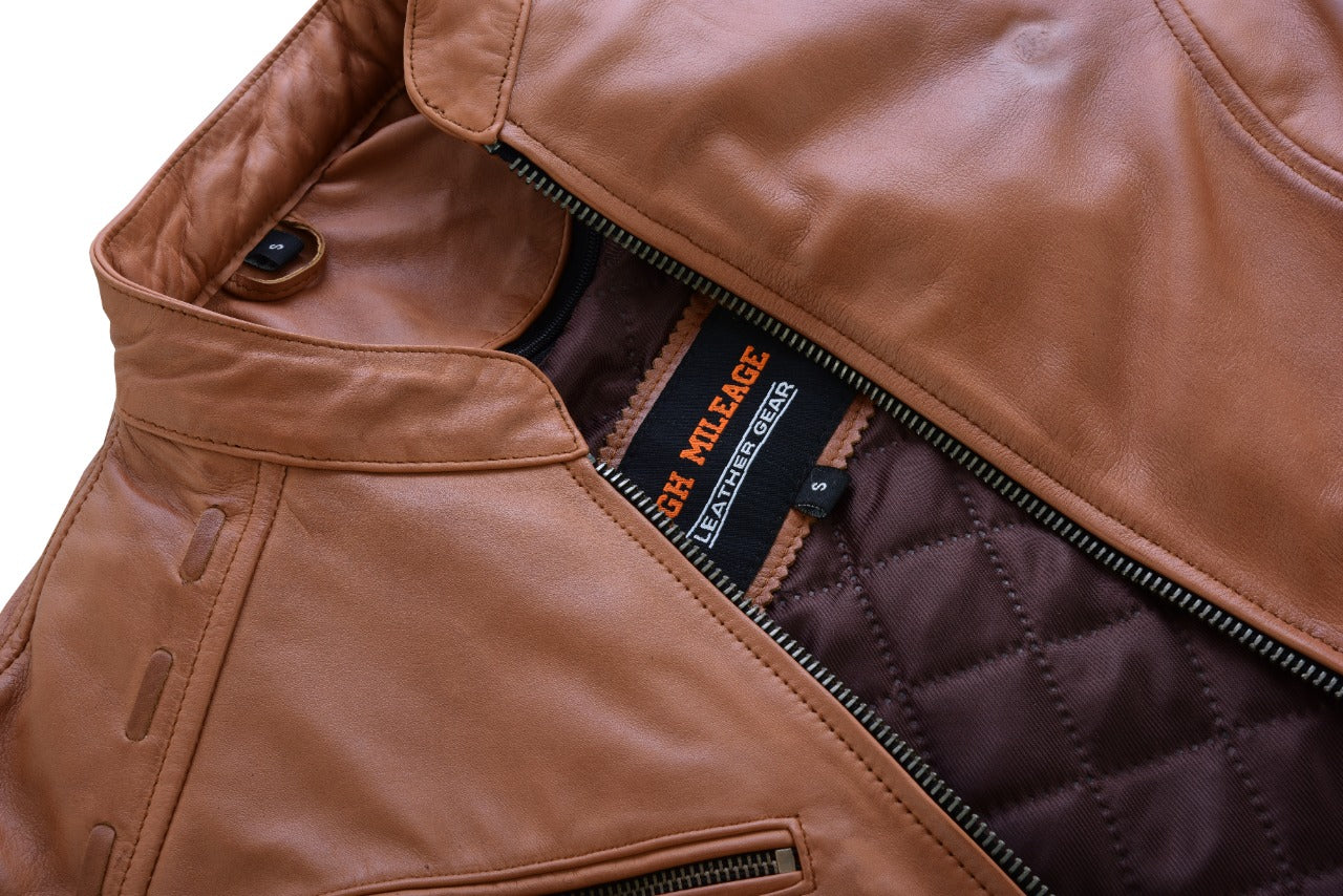 Ladies Brown Fringe and Rivet Leather Jacket