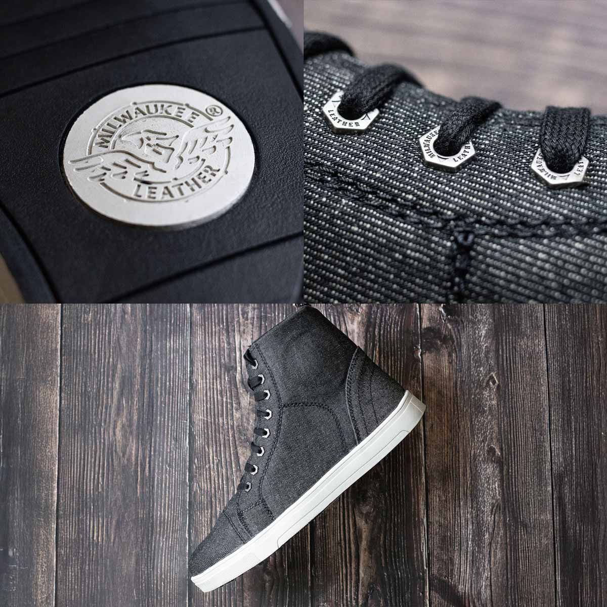 Men's Canvas Reinforced Motorcycle Casual Street Riding Shoes Black