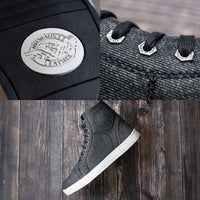 Men's Canvas Reinforced Motorcycle Casual Street Riding Shoes Black