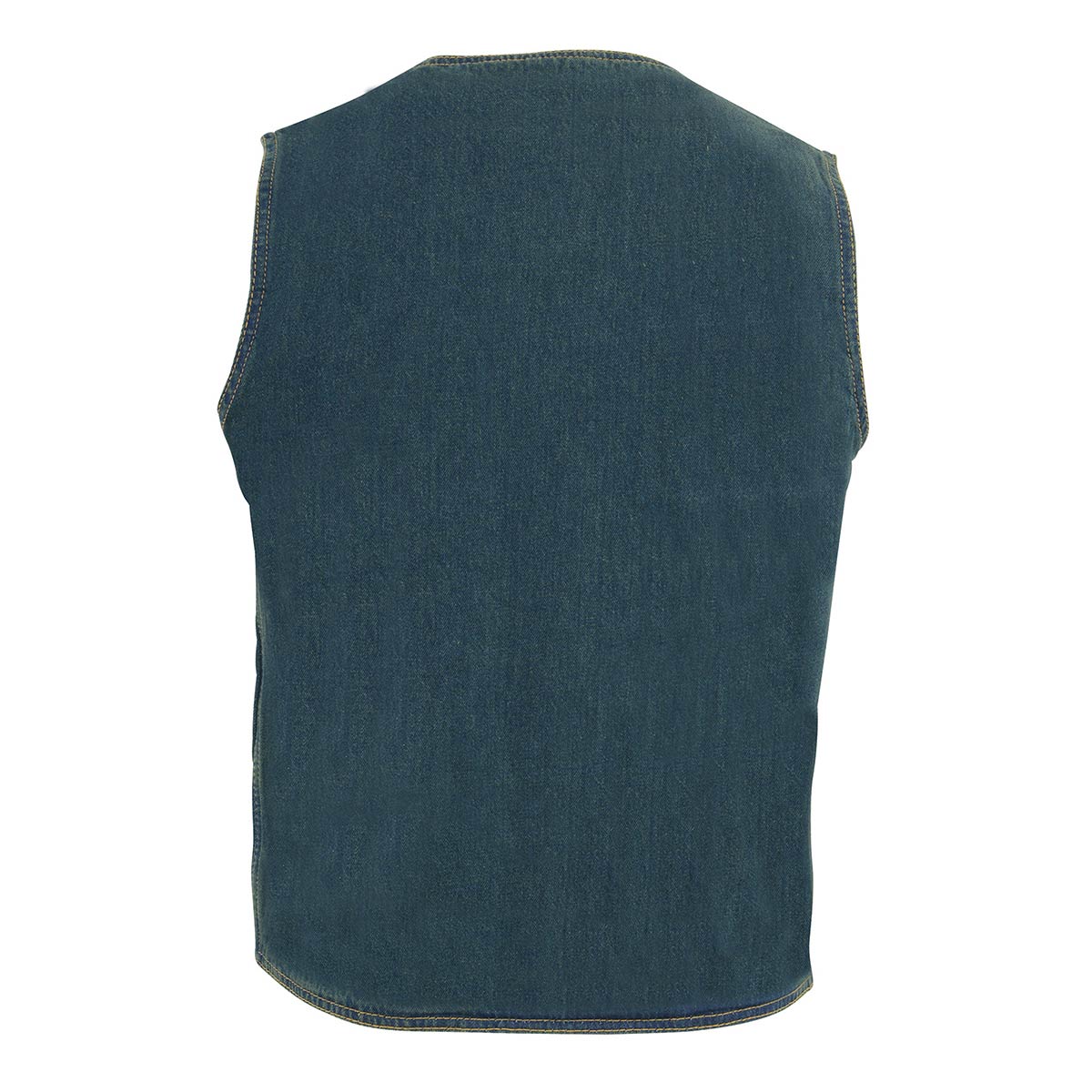 Men's Blue Denim Classic Snap Front Biker Vest