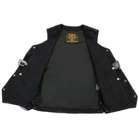 Men's Black Denim Classic Side Lace Snap Front Vest