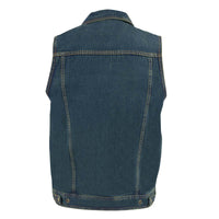 Men's Blue Snap Front Denim Vest with Shirt Style Collar