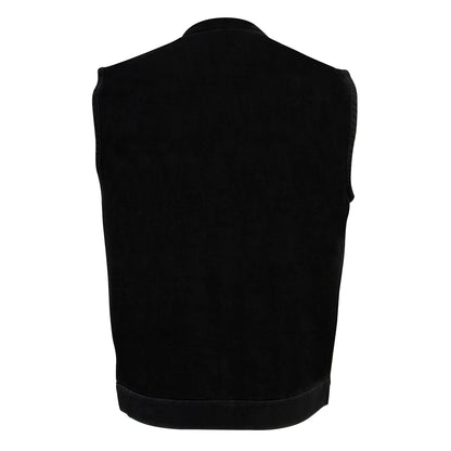 Men's Black Denim Snap Front Club Style Vest