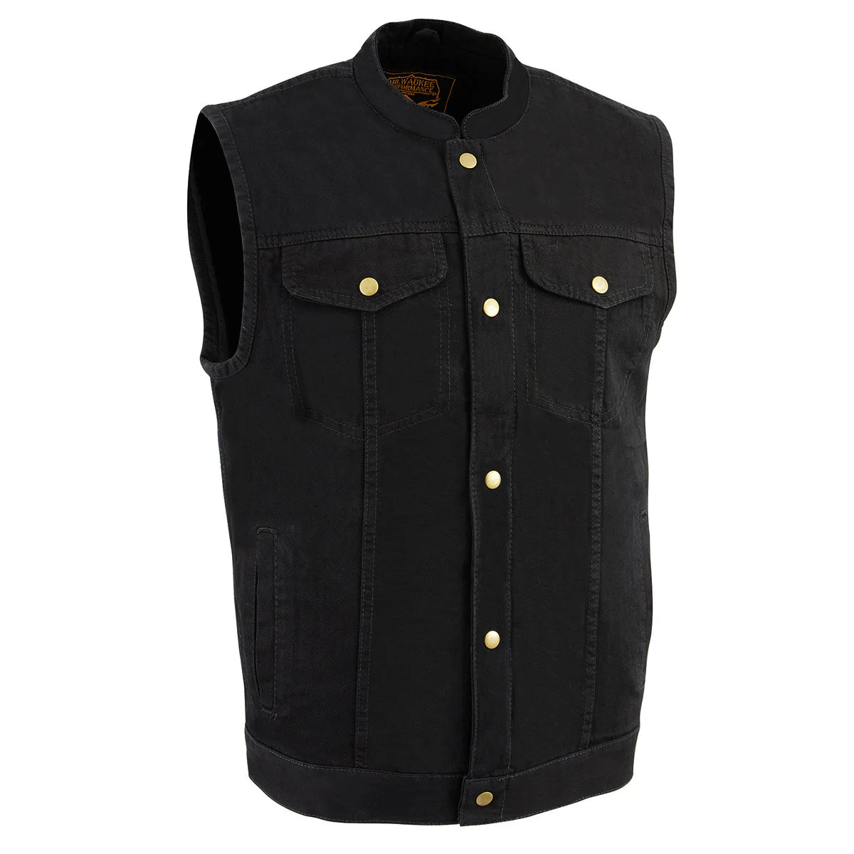 Men's Black Denim Snap Front Club Style Vest