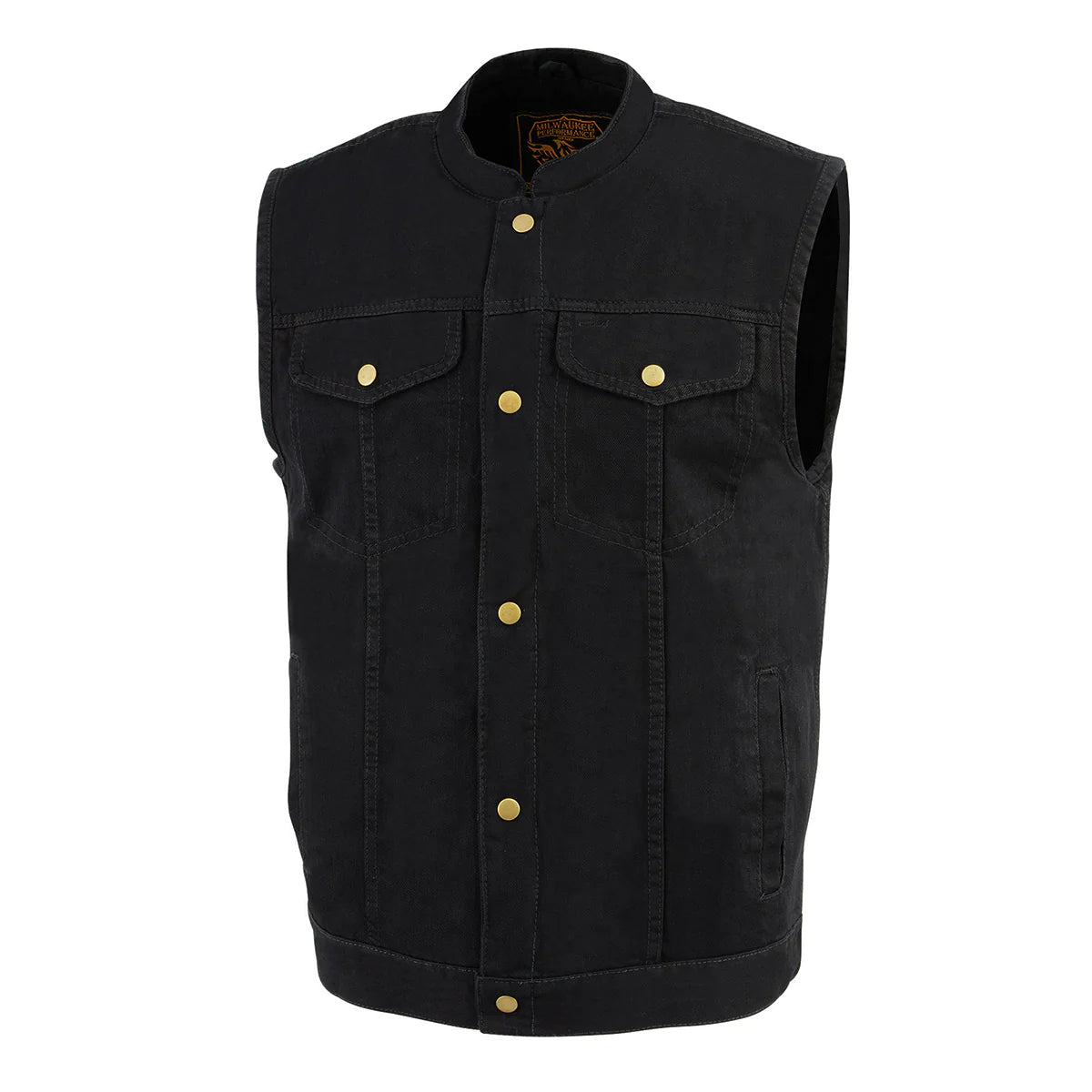 Men's Black Denim Snap Front Club Style Vest