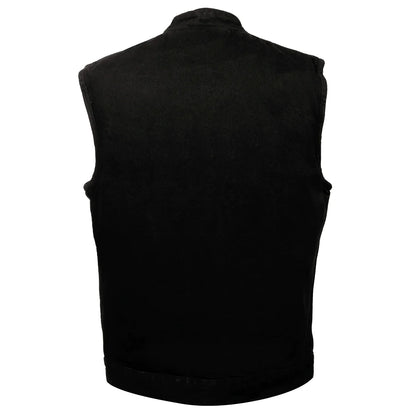 Men's Black Denim Snap Front Club Style Vest