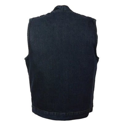 Men's Blue Denim Snap Front Club Style Vest
