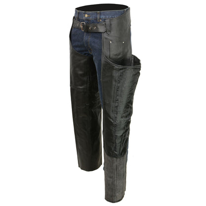 Men's Black Classic Leather Chaps with Coin Pocket EL1117BO