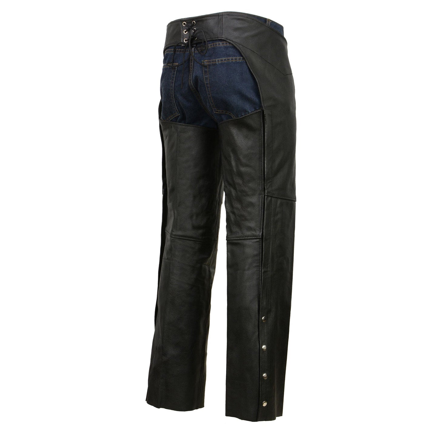 Men's Black Classic Leather Chaps with Coin Pocket EL1117BO
