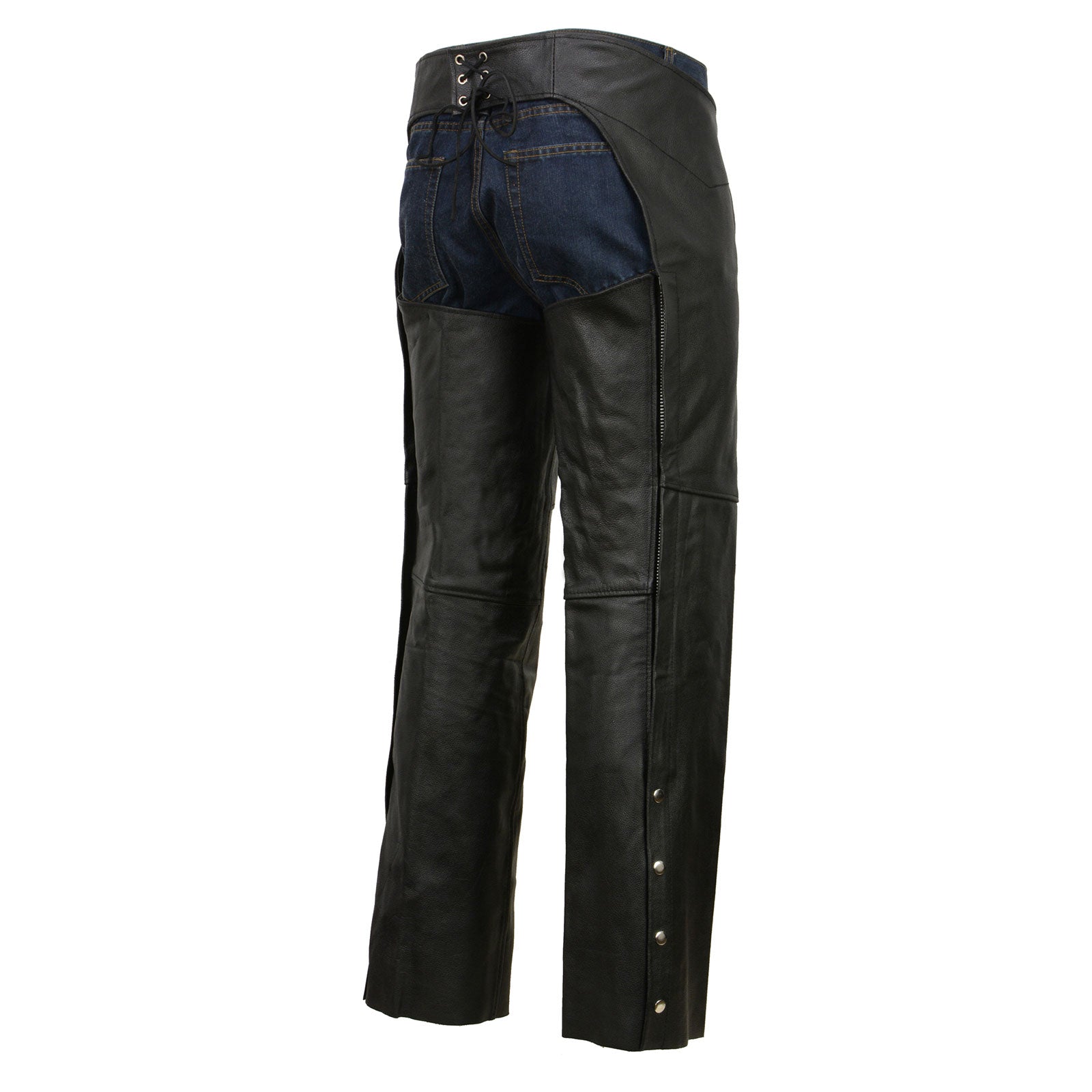 Men's Black Classic Leather Chaps with Coin Pocket EL1117BO