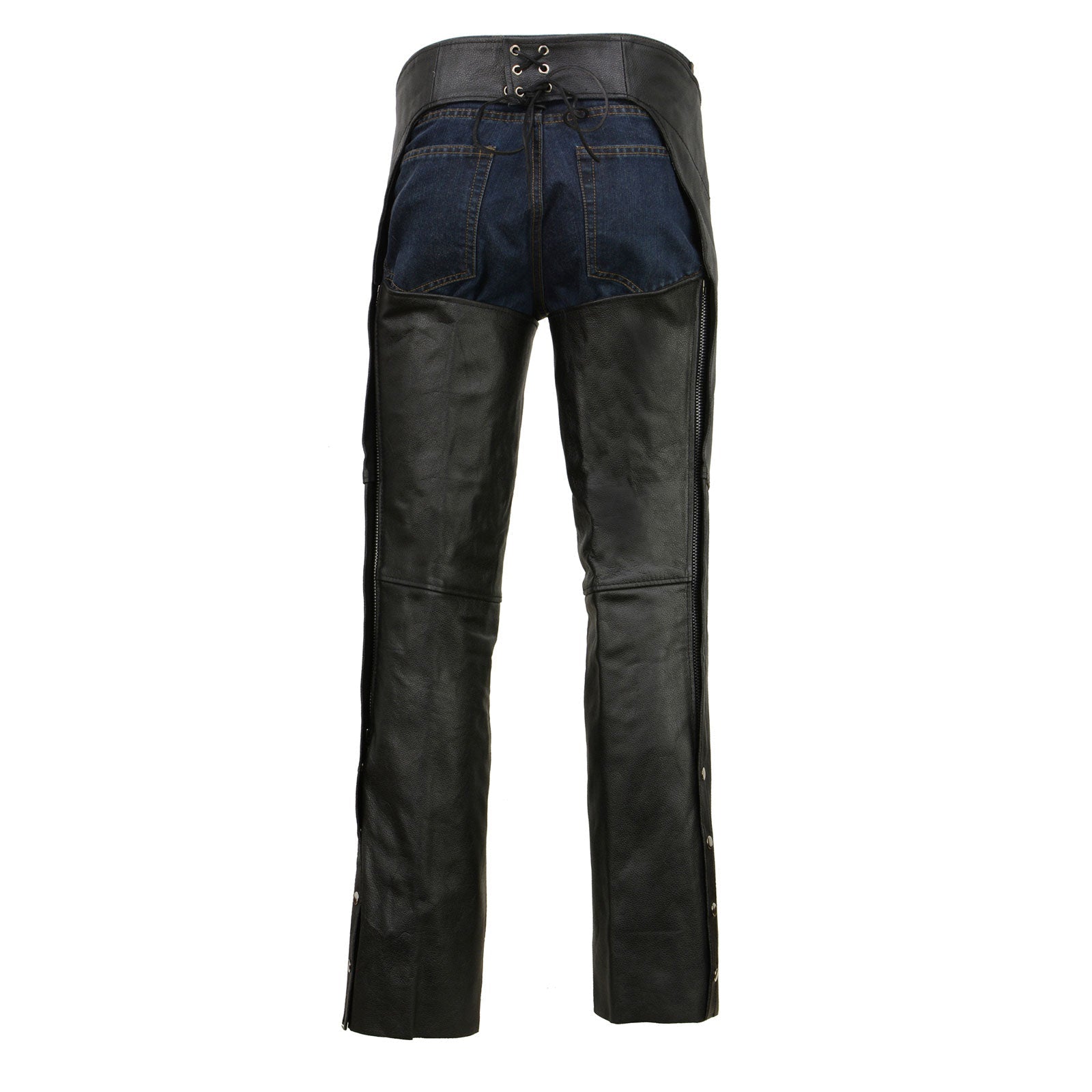 Men's Black Classic Leather Chaps with Coin Pocket EL1117BO