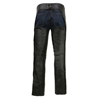 Men's Black Classic Leather Chaps with Coin Pocket EL1117BO