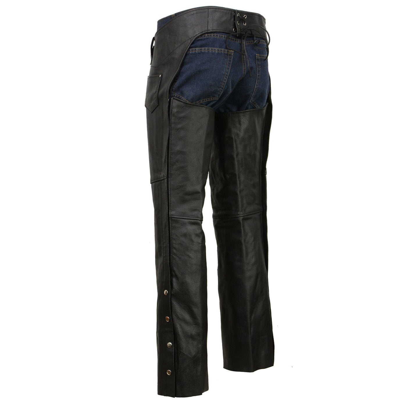Men's Black Classic Leather Chaps with Coin Pocket EL1117BO