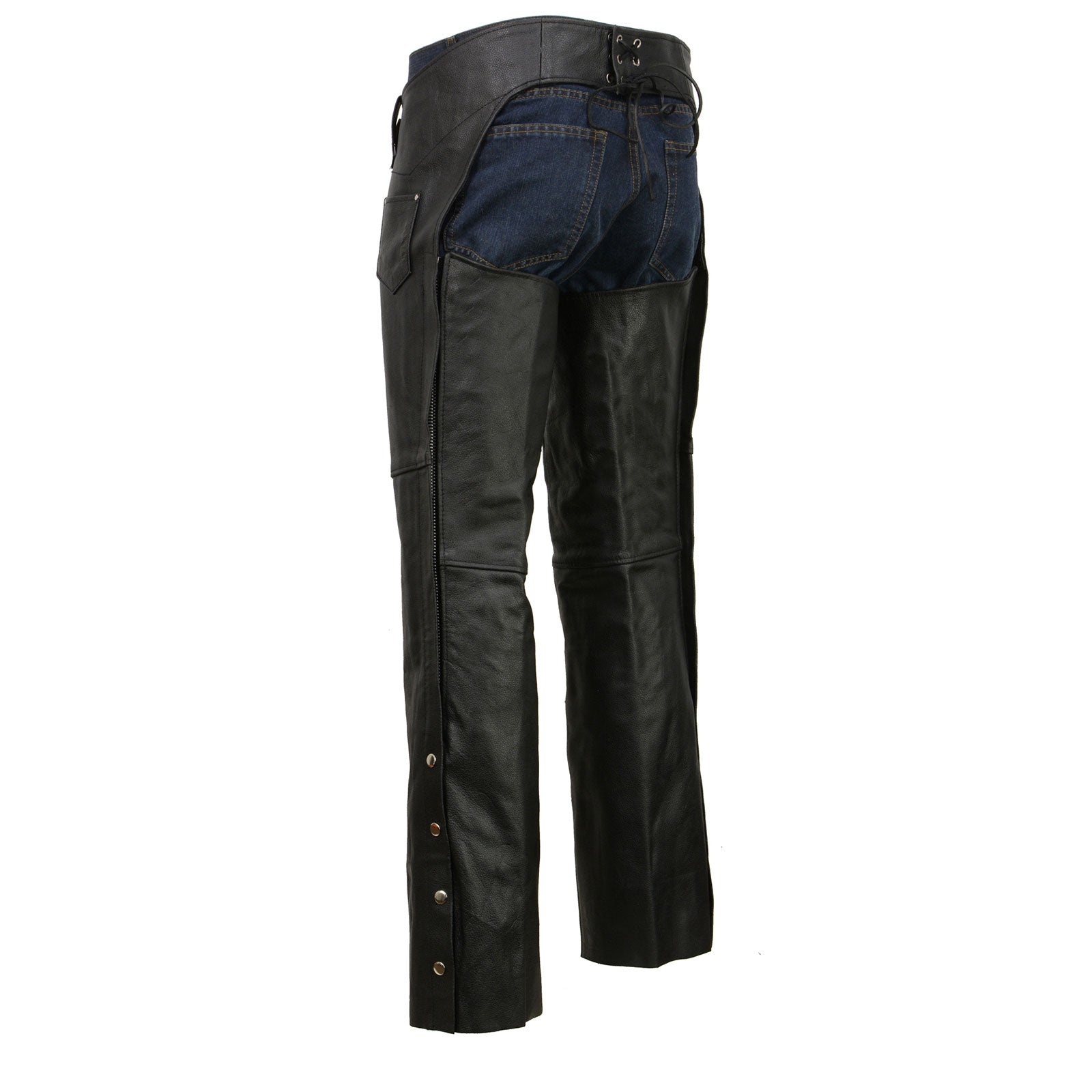 Men's Black Classic Leather Chaps with Coin Pocket EL1117BO