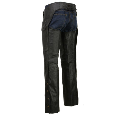 Men's Black Classic Leather Chaps with Coin Pocket EL1117BO