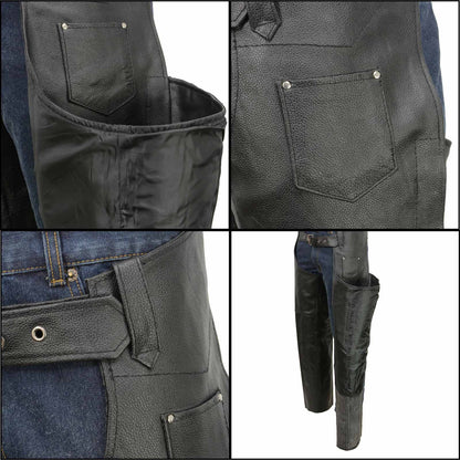 Men's Black Classic Leather Chaps with Coin Pocket EL1117BO