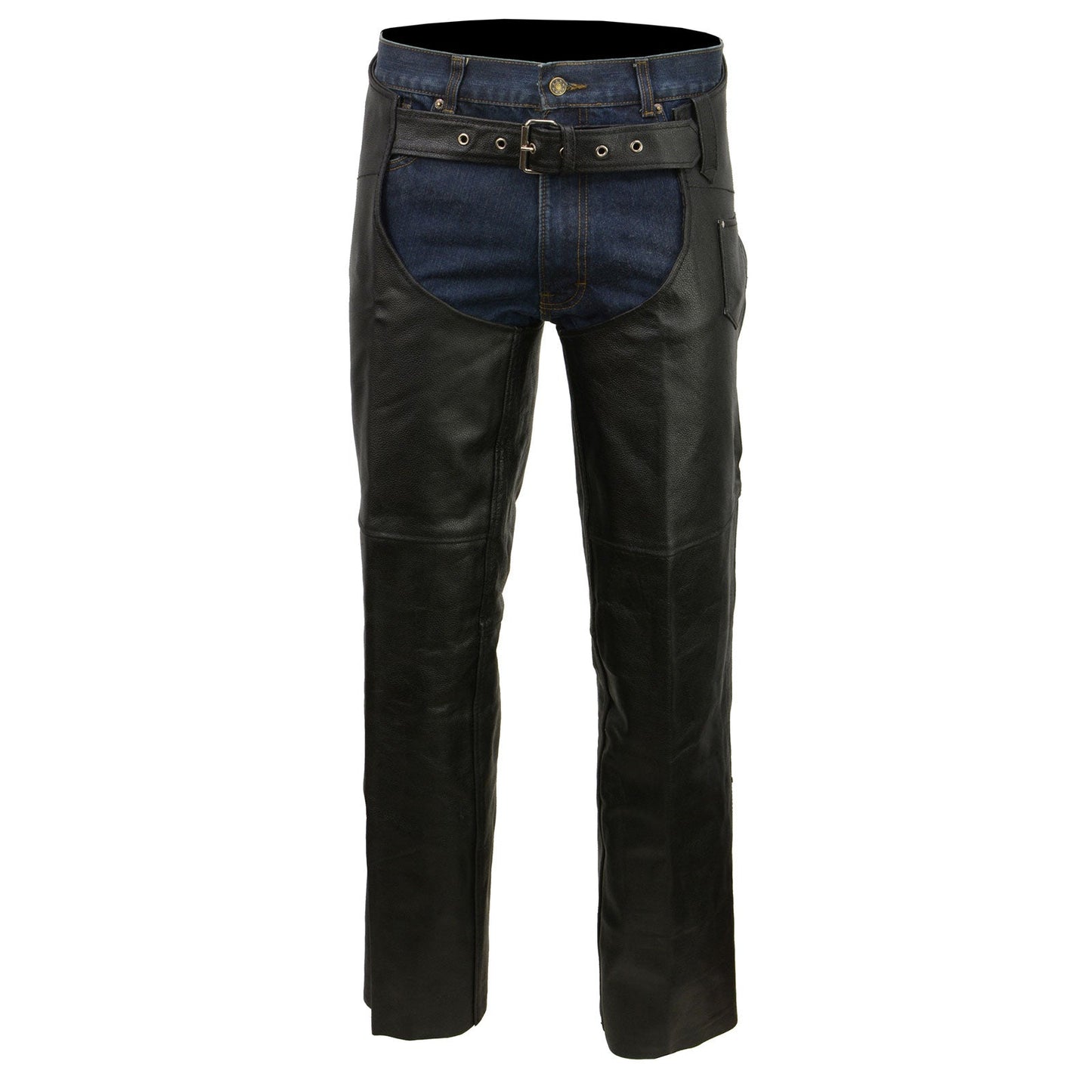 Men's Black Classic Leather Chaps with Coin Pocket EL1117BO