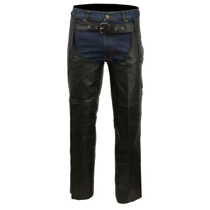 Men's Black Classic Leather Chaps with Coin Pocket EL1117BO