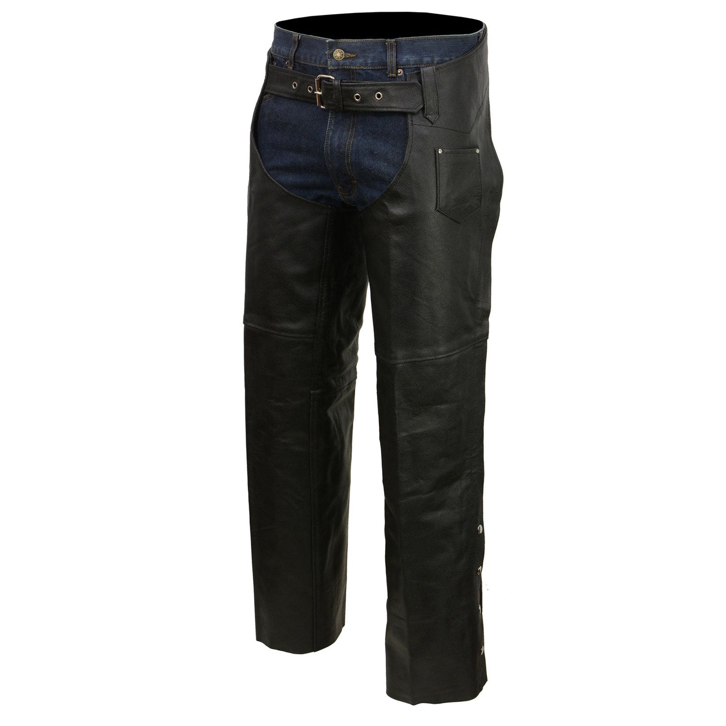 Men's Black Classic Leather Chaps with Coin Pocket EL1117BO