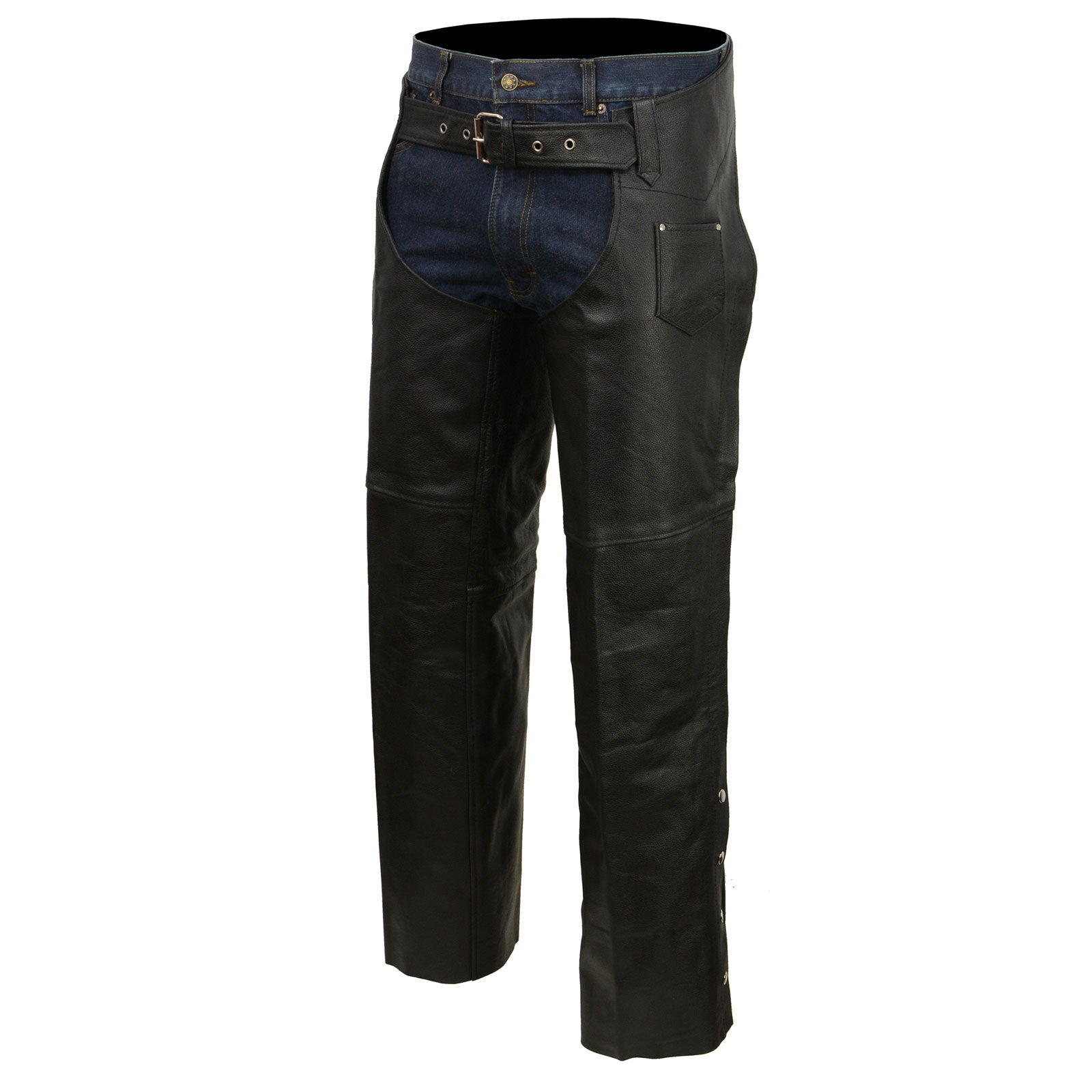 Men's Black Classic Leather Chaps with Coin Pocket EL1117BO