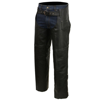 Men's Black Classic Leather Chaps with Coin Pocket EL1117BO