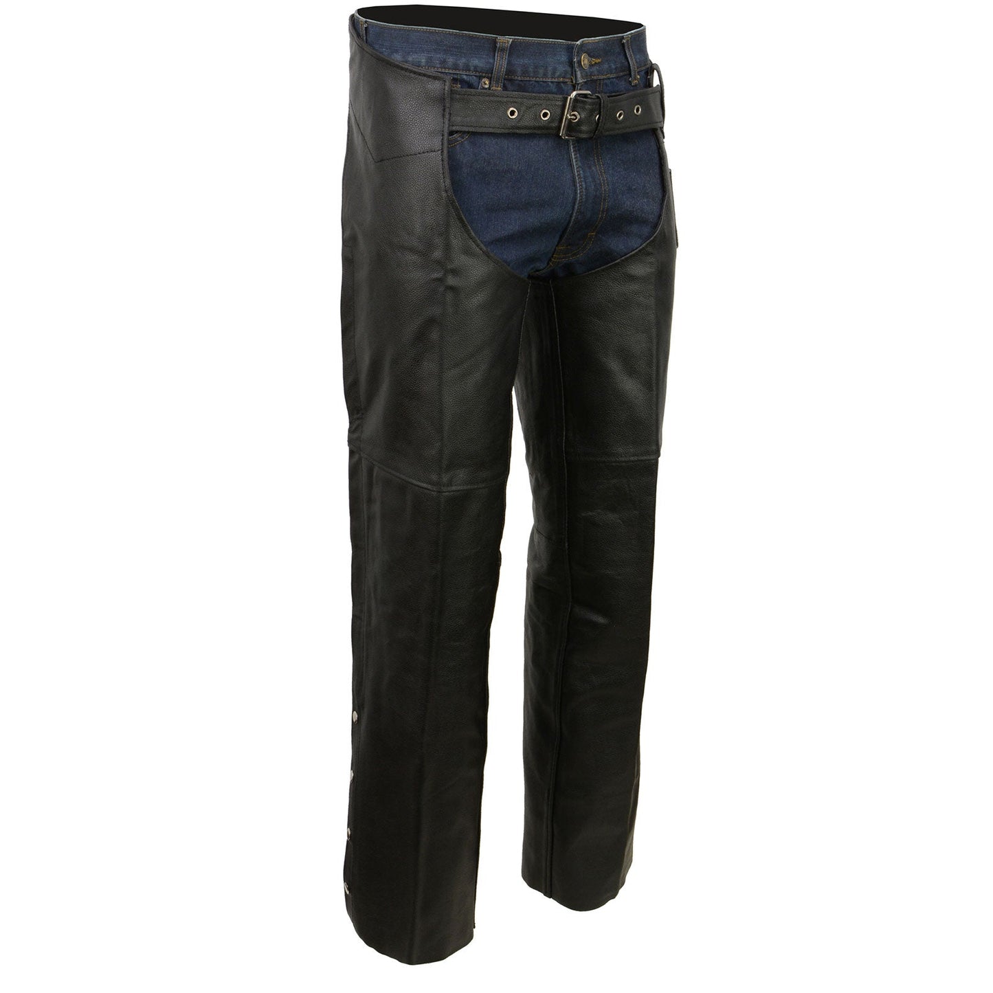 Men's Black Classic Leather Chaps with Coin Pocket EL1117BO