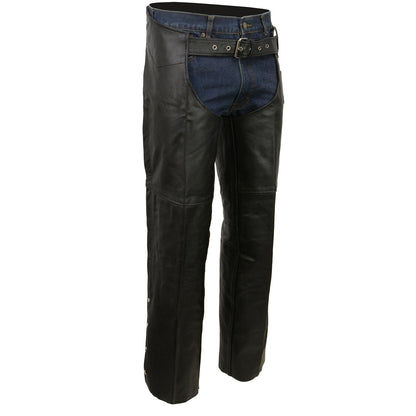 Men's Black Classic Leather Chaps with Coin Pocket EL1117BO