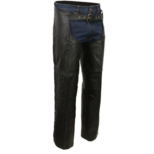 Men's Black Classic Leather Chaps with Coin Pocket EL1117BO