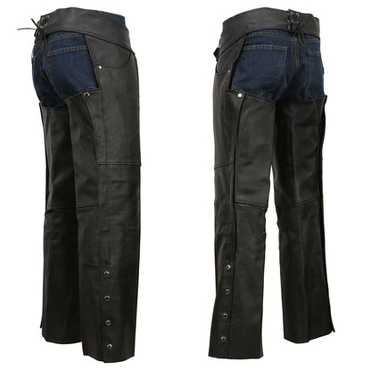 Men's Black Leather Classic Chaps with Jean Pockets