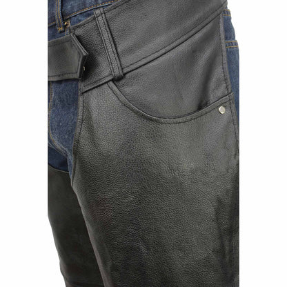 Men's Black Leather Classic Chaps with Jean Pockets
