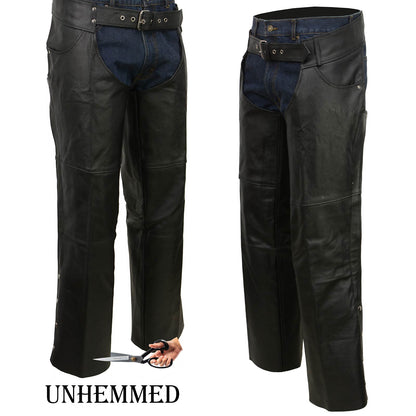 Men's Black Leather Classic Chaps with Jean Pockets
