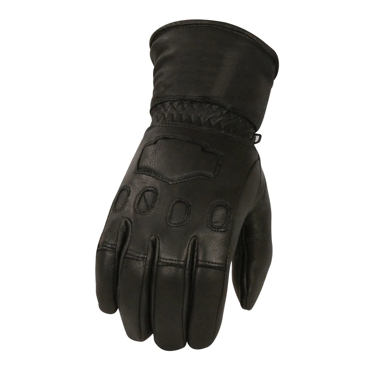 Men's Black Deerskin Leather Thermal Lined Gauntlet Gloves