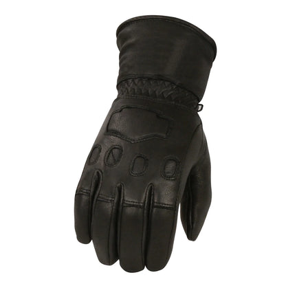 Men's Black Deerskin Leather Thermal Lined Gauntlet Gloves