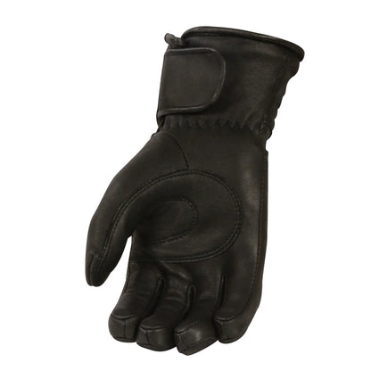 Men's Black Deerskin Leather Thermal Lined Gauntlet Gloves