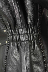 Women's Classic Black Braided Jacket with Studded Back