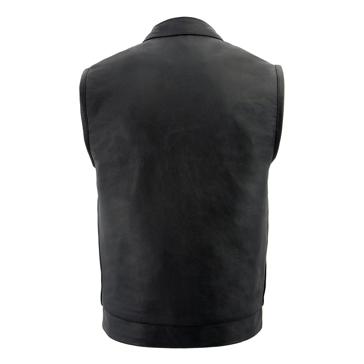 Men's ‘Quick Draw’ Black Leather Dual Closure Club Vest
