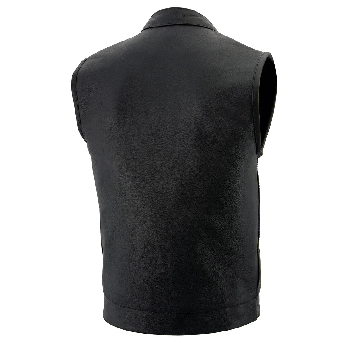 Men's ‘Quick Draw’ Black Leather Dual Closure Club Vest