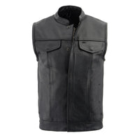 Men's ‘Quick Draw’ Black Leather Dual Closure Club Vest