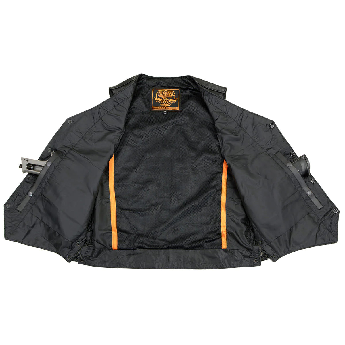 Men's Black Classic Side Lace MC Leather Vest