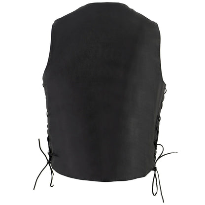 Men's Black Classic Side Lace MC Leather Vest