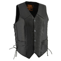 Men's Black Classic Side Lace MC Leather Vest