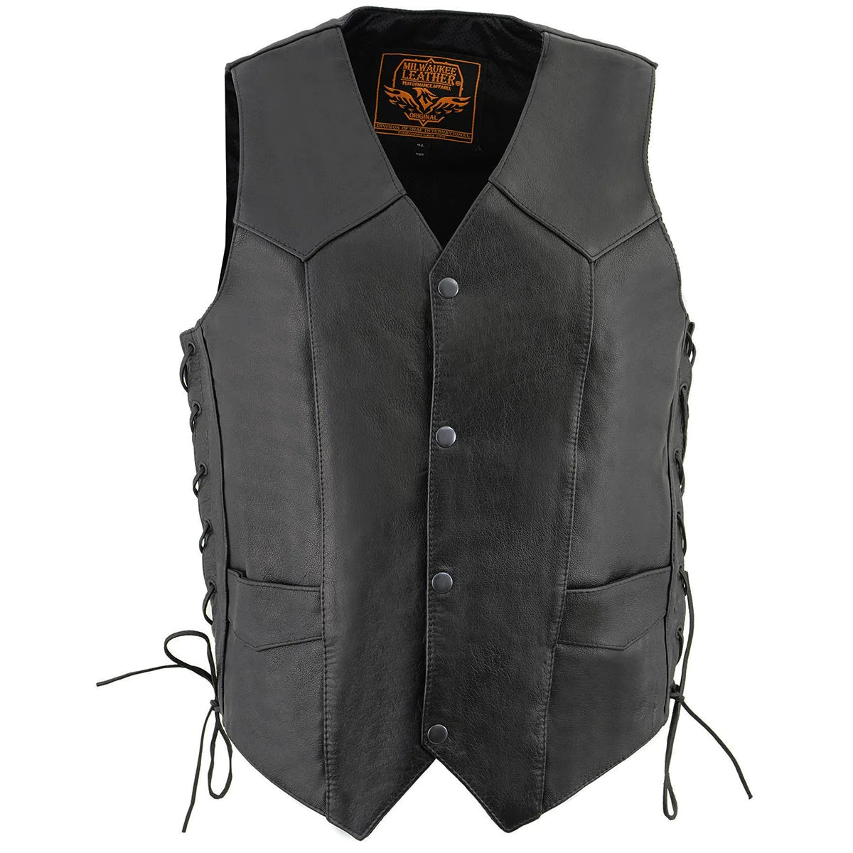 Men's Black Classic Side Lace MC Leather Vest