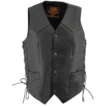 Men's Black Classic Side Lace MC Leather Vest