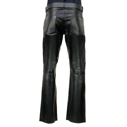 Men's Classic Fit 5 Pocket Leather Pants Black LKM5790
