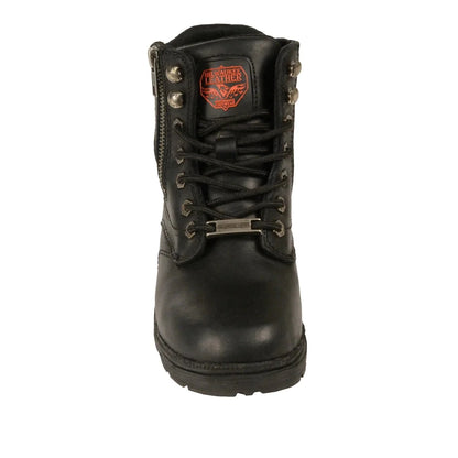 Milwaukee Leather MBL9320 Womens Black Lace-Up Boots with Side Zipper