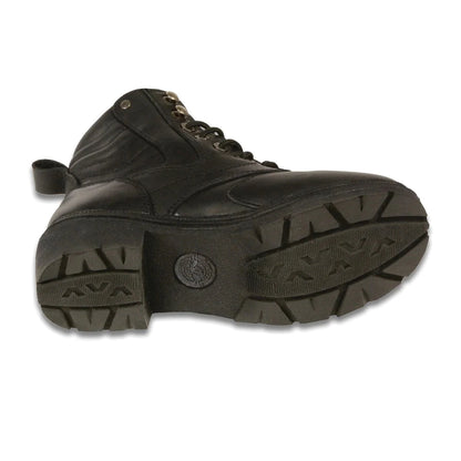 Milwaukee Leather MBL9320 Womens Black Lace-Up Boots with Side Zipper